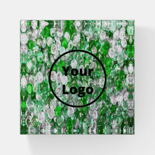 Custom logo green and clear glass crystal balls paperweight