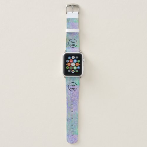 Custom logo green and purple marble apple watch band