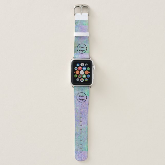 Custom logo green and purple marble apple watch band (Front)