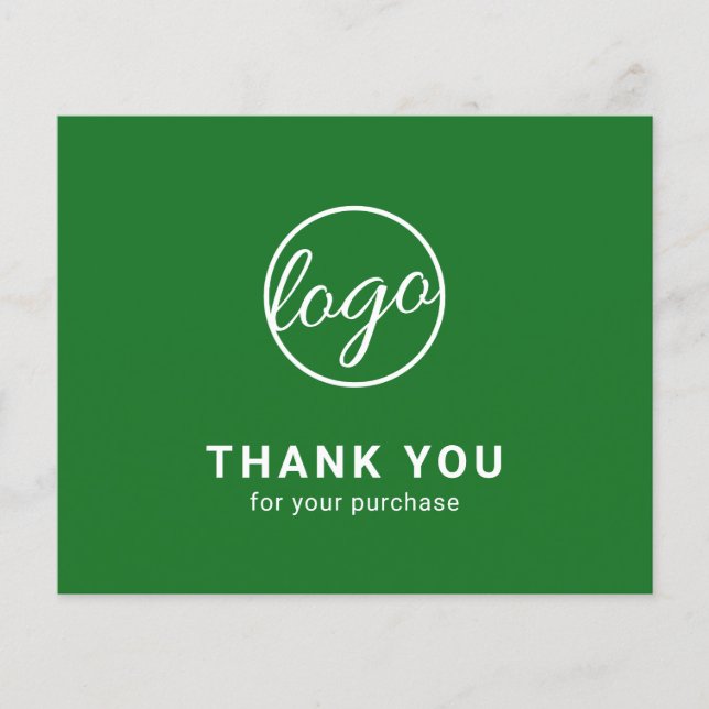 Custom Logo Green Budget Thank You Card (Front)