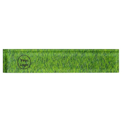 Custom logo green grass desk name plate