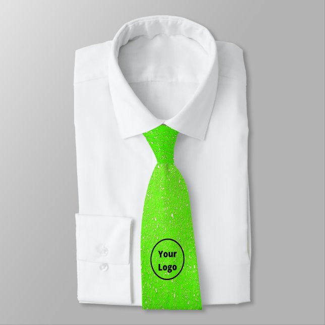 Custom logo green rough surface print neck tie (Tied)