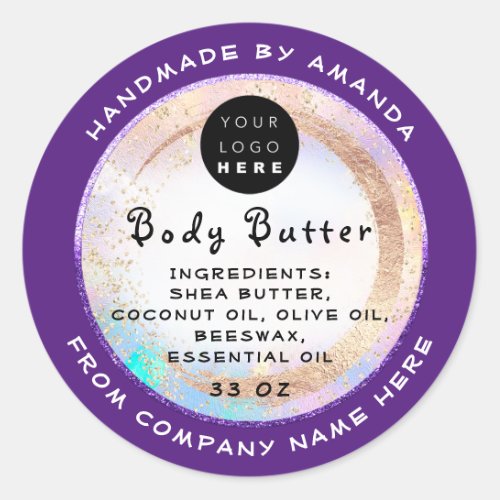 Custom Logo Handmade Body Balm Butter Cosmetic   Classic Round Sticker