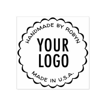 Custom Logo Handmade By Rubber Stamp Scalloped by MISOOK at Zazzle