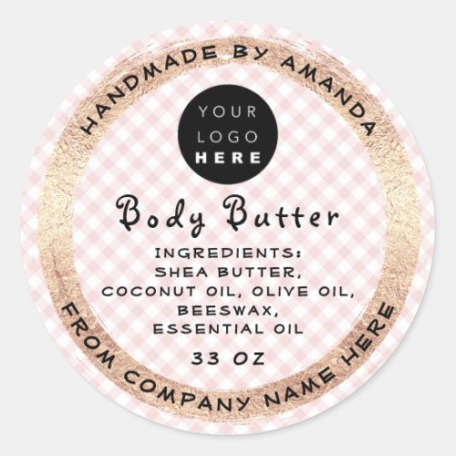 Custom Logo Handmade Name Body Butter Cosmetics  Classic Round Sticker