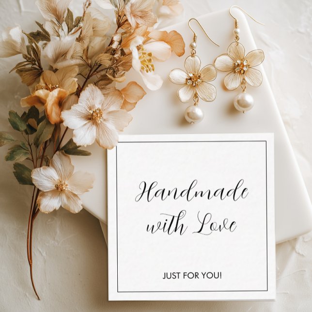 Custom Logo Handmade with Love Note Card (Custom Handmade with Love package insert. Logo and website on the back of card.)