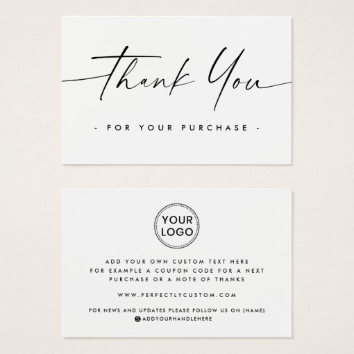 Custom logo handwritten script thank you insert | Zazzle