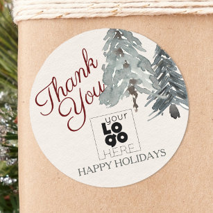 Happy Holidays on a String - Round Personalized Christmas Sticker Labels