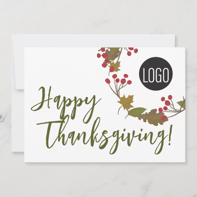 Custom logo Happy Thanksgiving From Business  Holiday Card (Front)