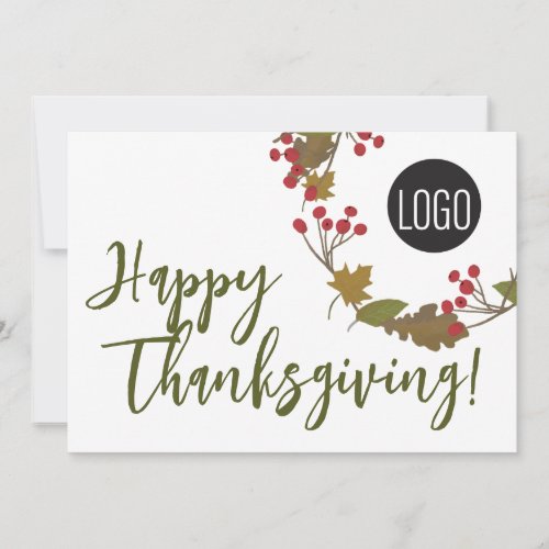 Custom logo Happy Thanksgiving From Business  Holiday Card