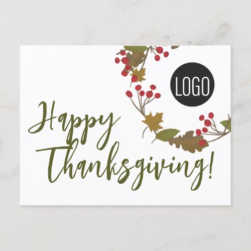Custom logo Happy Thanksgiving From Business  Holiday Postcard
