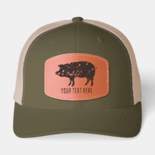 Custom logo hat with black farm pig silhouette
