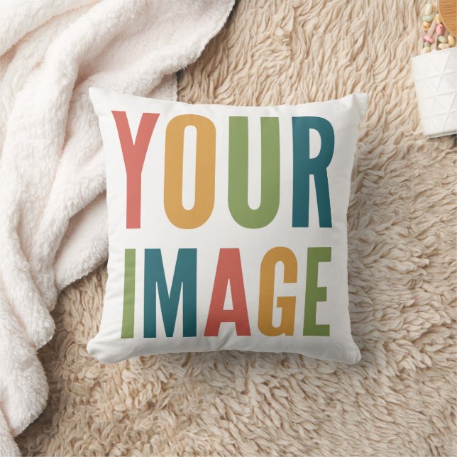 Custom Logo Here | Add Your Own Design Throw Pillow (Blanket)