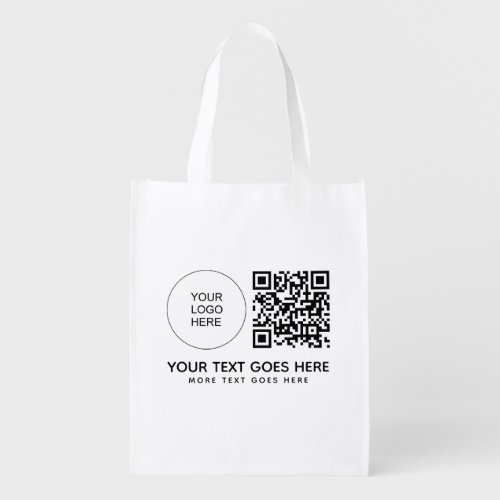 Custom Logo Here Barcode QR Code Front Side Print Grocery Bag