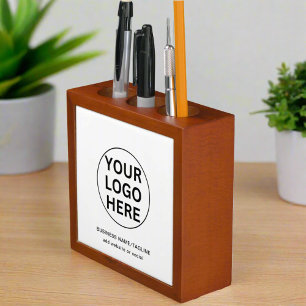 Custom Logo Here l Promotional Corporate White Desk Organizer
