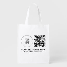 Custom Logo Here QR Code Barcode One Side Printed Grocery Bag