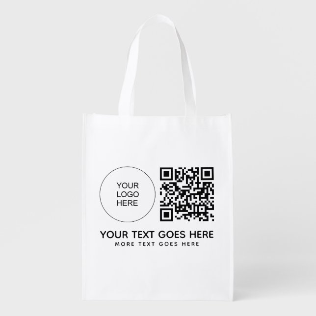 Custom Logo Here QR Code Barcode One Side Printed Grocery Bag (Front)