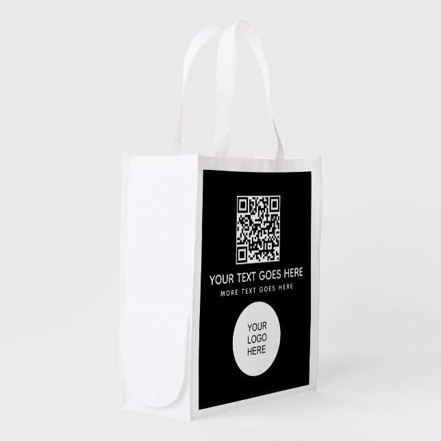 Custom Logo Here QR Code Front Print Template Grocery Bag (Front Side)