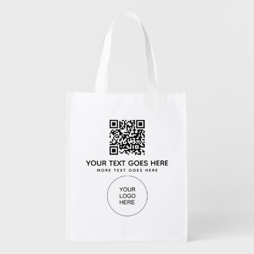 Custom Logo Here QR Code Template One Side Printed Grocery Bag
