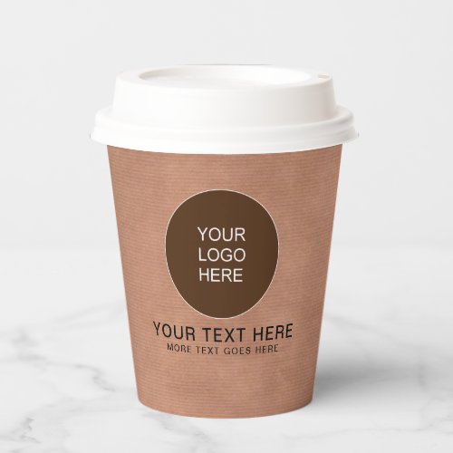 Custom Logo Here Rustic Craft With Lid Template Paper Cups