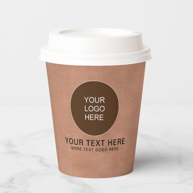 Custom Logo Here Rustic Craft With Lid Template Paper Cups (Front)