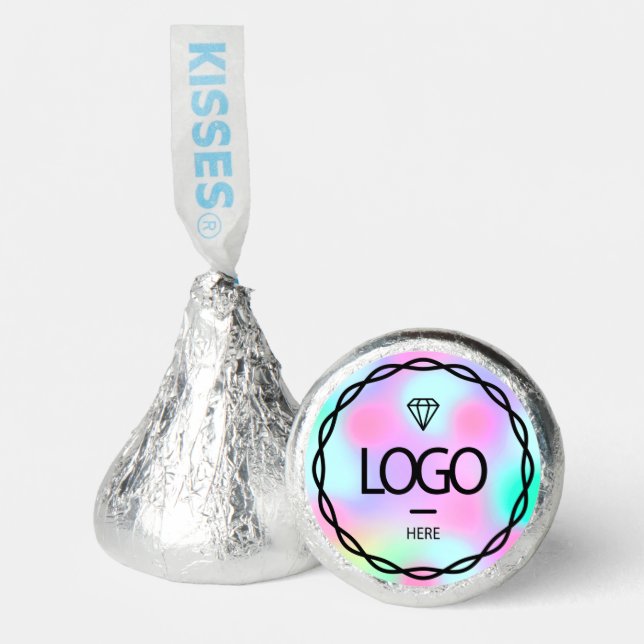 Custom Logo Holographic Pink Blue Modern    Hershey®'s Kisses® (Front)