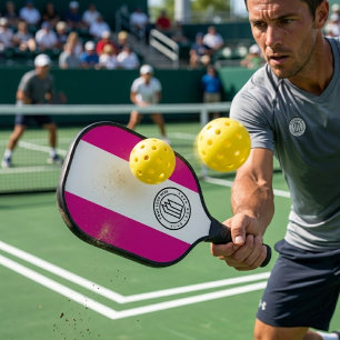 Custom Logo Hot Pink and White Carbon Fiber Pickleball Paddle