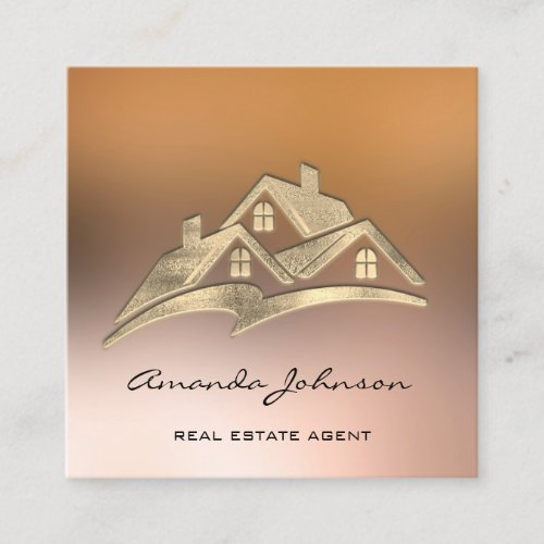 Custom Logo House Real Estate Agent Home Golden Square Business Card