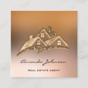 Custom Logo House Real Estate Agent Home Roof Square Business Card