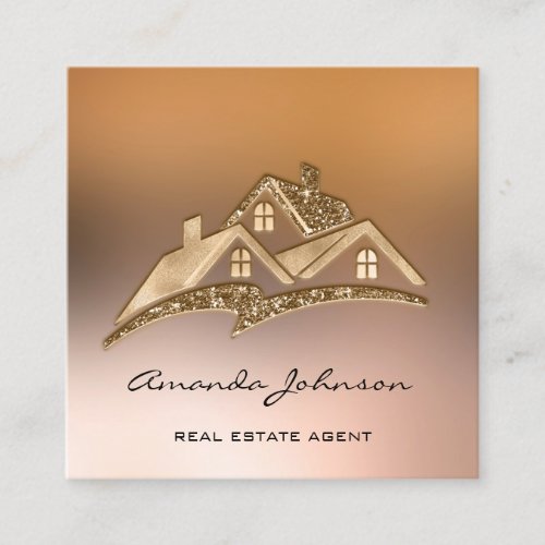 Custom Logo House Real Estate Agent Home Roof Square Business Card