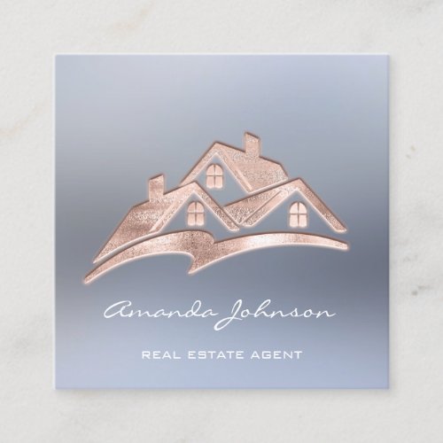 Custom Logo House Real Estate Agent Home Roof Square Business Card