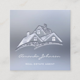 Custom Logo House Real Estate Agent Home Smoky Square Business Card