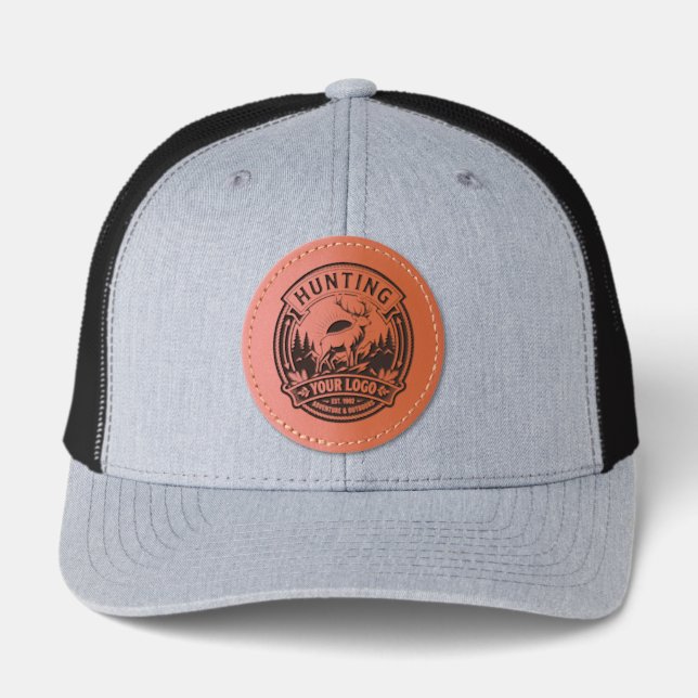 Custom Logo Hunting Club Leather Patch Hat (Front)