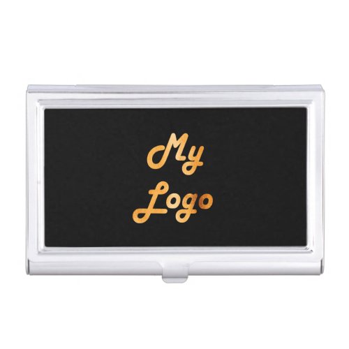 Custom logo image black gold  business card case