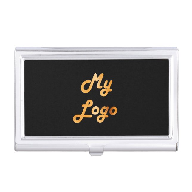 Custom logo image black gold  business card case (Front)