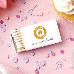 Custom Logo Image Black White Script Text Matchboxes