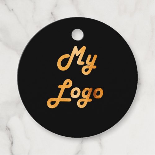 Custom logo image business black gold favor tags