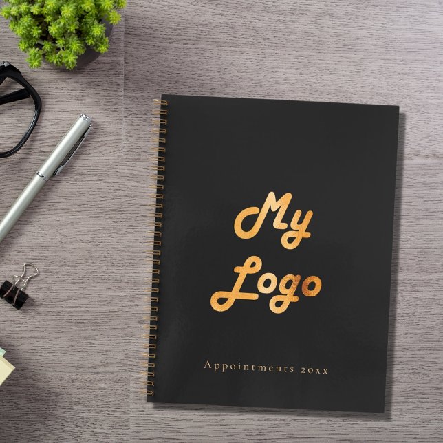 Custom logo image business black gold  notebook (Creator Uploaded)