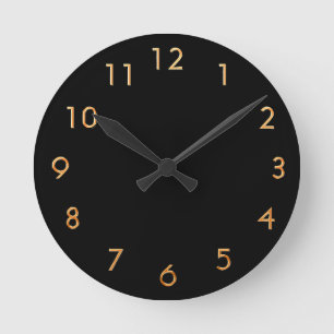 Custom logo image business black gold round clock