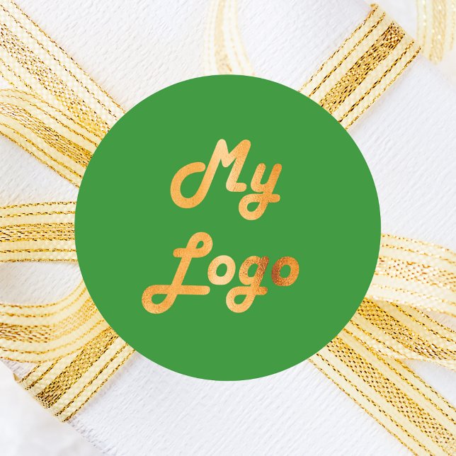 Custom logo image business forest green classic round sticker (Creator Uploaded)