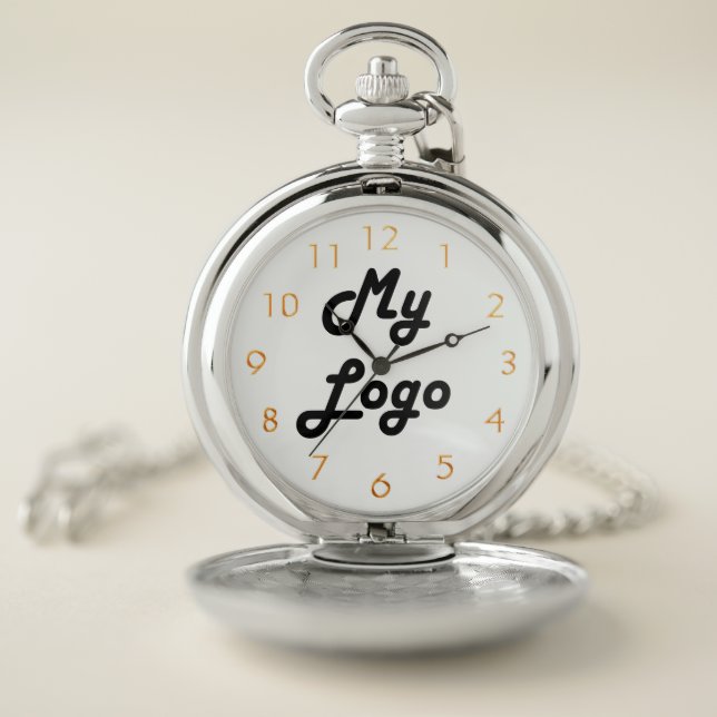 Custom logo image business gold numbers pocket watch (Inside)