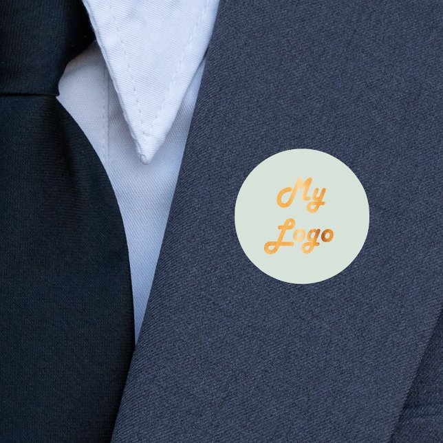 Custom logo image business sage green classic round sticker (Creator Uploaded)