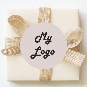 Custom logo image business taupe classic round sticker