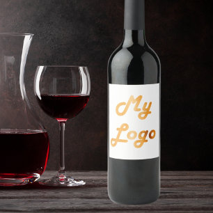 Custom logo image business white wine label