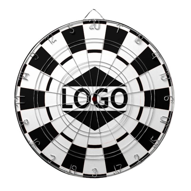 Custom Logo Image on Black and White Dart Board (Front)