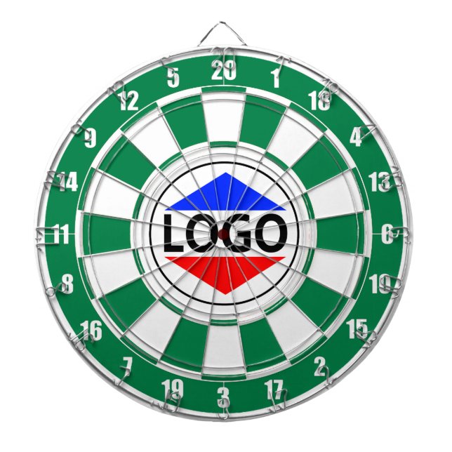 Custom Logo Image on Green & White Dart Board (Front)