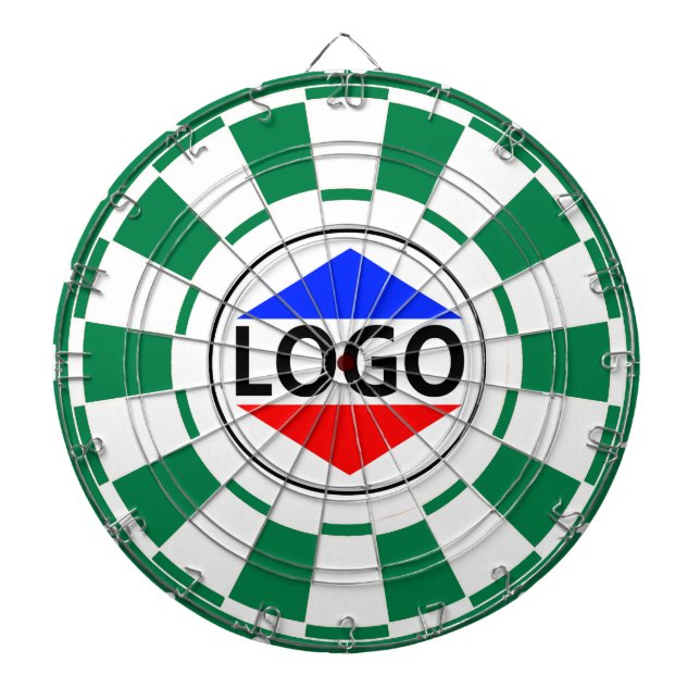 Custom Logo Image on Green & White Dart Board (Front)