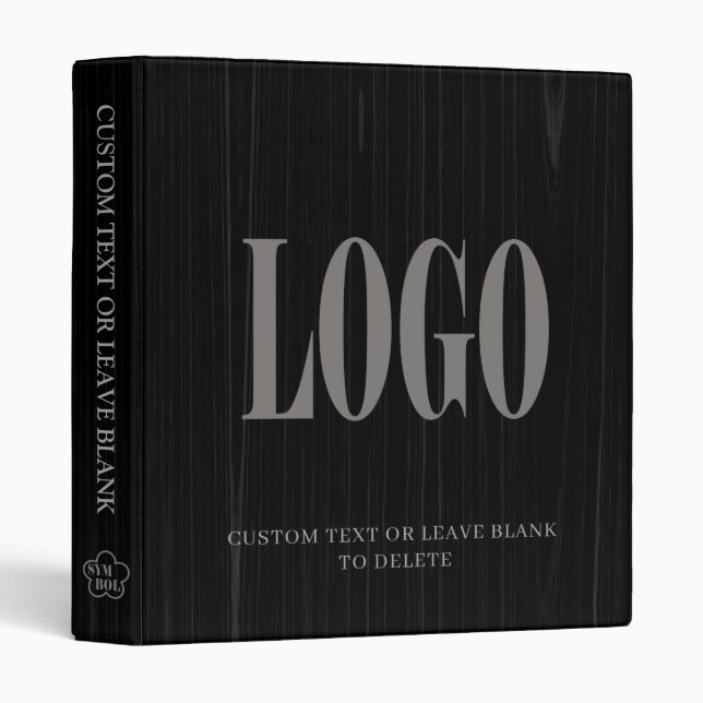 Custom Logo Image Pic Wooden Business Office Black 3 Ring Binder (Front/Spine)