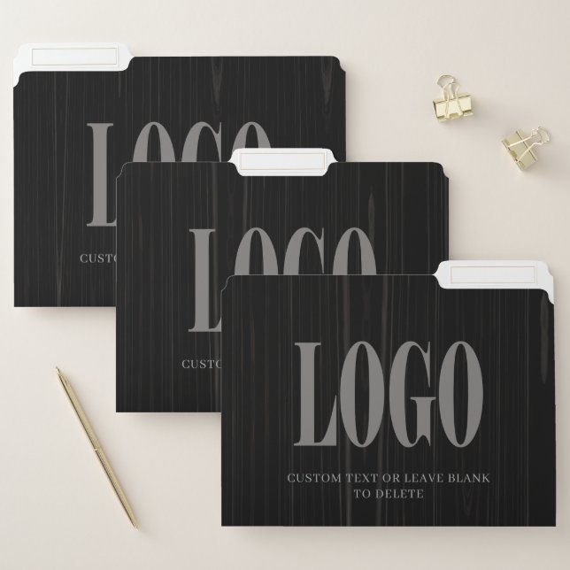 Custom Logo Image Pic Wooden Business Office Black File Folder (Set)