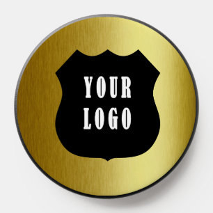 Custom Logo in Stunning Metallic Gold Background PopSocket